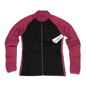 SmartWool Womens M Intraknit Merino Sport Full Zip Jacket Pink Black Fuchsia NWT